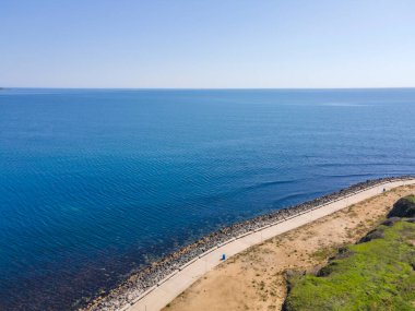 Bulgaristan 'ın Burgaz Bölgesi' ndeki Primorsko kasabasının şaşırtıcı hava manzarası