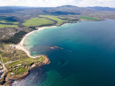 Bulgaristan 'ın Burgaz Bölgesi Ahtopol kentinin hava manzarası