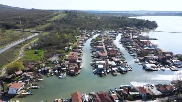 Letecký Pohled Rybářskou Vesnici Ribarsko Selishte Blízkosti Města Burgas Bulharsko — Stock video