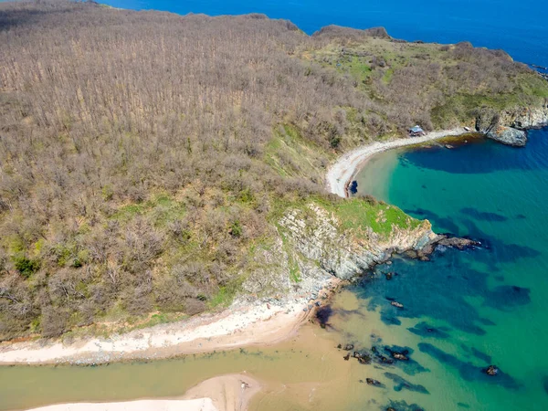 Bulgaristan 'ın Burgaz Bölgesi' nin Rezovo kasabası yakınlarındaki Silistar plajının hava manzarası