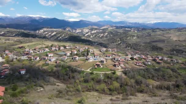 Flygfoto Över Lozenitsa Village Och Vine Plantager Nära Staden Melnik — Stockvideo