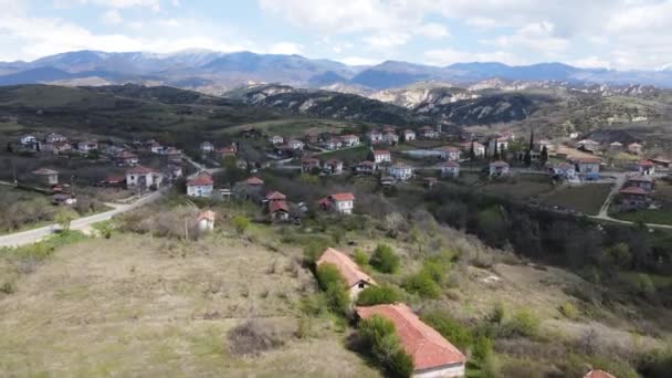 Aerial View Lozenitsa Village Vine Plantations Town Melnik Blagoevgrad Region — Stock Video