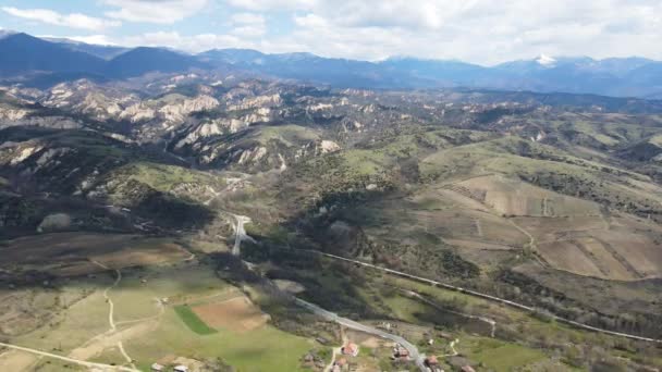 Aerial View Lozenitsa Village Vine Plantations Town Melnik Blagoevgrad Region — Stock Video