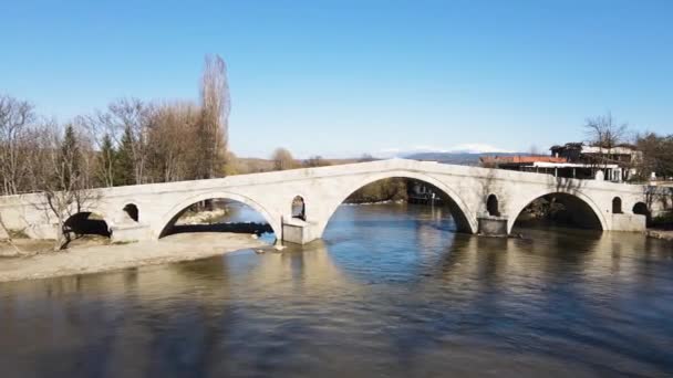 Vue Aérienne Kadin Most Pont Arc Pierre Xve Siècle Surplombant — Video