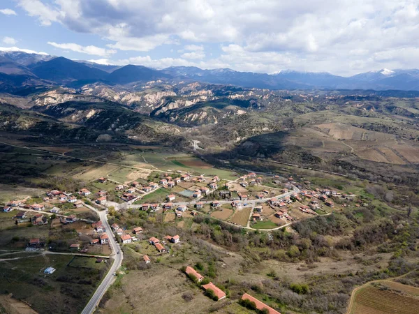 Letecký Pohled Lozenitsa Village Vine Plantations Town Melnik Blagoevgrad Region — Stock fotografie