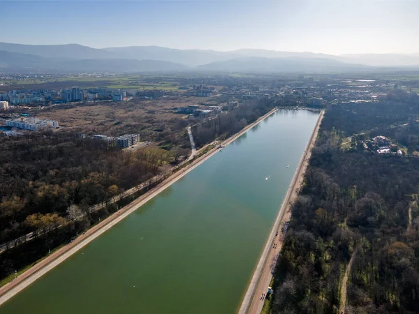 Erstaunliche Luftaufnahme Des Ruderortes Der Stadt Plovdiv Bulgarien — Stockfoto