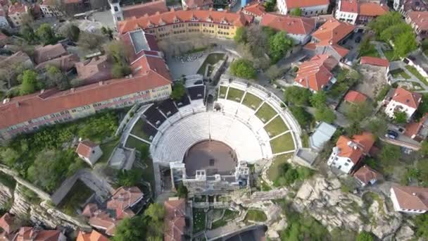Widok Lotu Ptaka Ruiny Rzymskiego Teatru Płowdiwie Bułgaria — Wideo stockowe