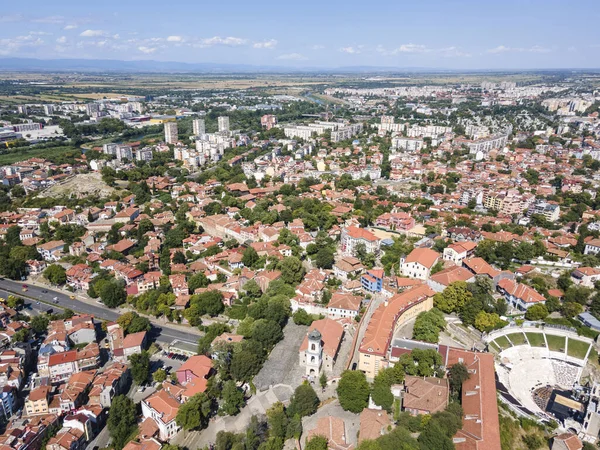 Vista Aérea Surpreendente Centro Cidade Plovdiv Bulgária — Fotografia de Stock