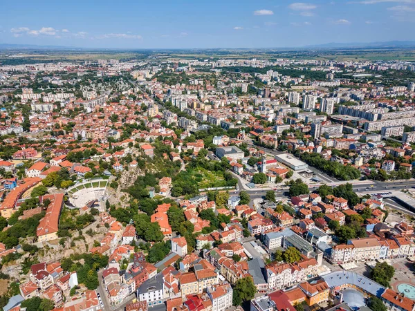 stock image Amazing Aerial view of center of City of Plovdiv, Bulgaria