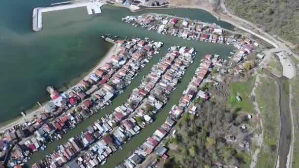 Flygfoto Över Fiskebyn Ribarsko Selishte Nära Staden Burgas Bulgarien — Stockvideo