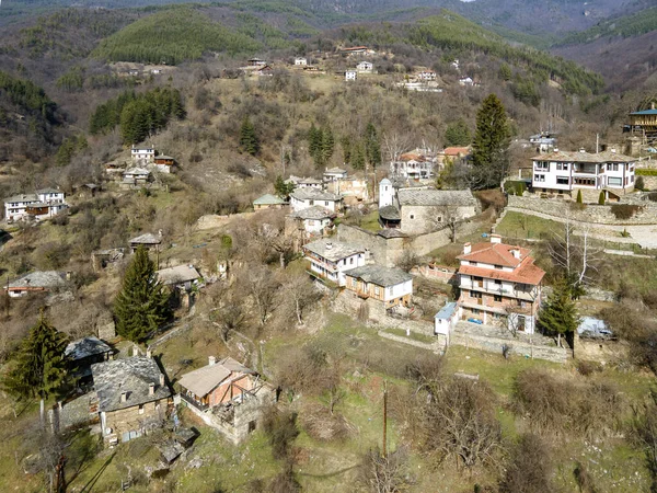 Widok Lotu Ptaka Wieś Kosowo Autentycznymi Xix Wiecznymi Domami Obwód — Zdjęcie stockowe