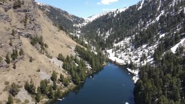 Vista Aérea Del Lago Suhoto Lago Seco Montaña Rila Región — Vídeos de Stock