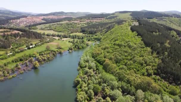 Aerial View Topolnitsa Reservoir Sredna Gora Mountain Bulgária — Stock videók