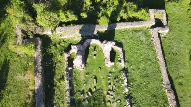 Вид Воздуха Еленскую Базилику Руины Ранневизантийской Христианской Церкви Недалеко Города — стоковое видео