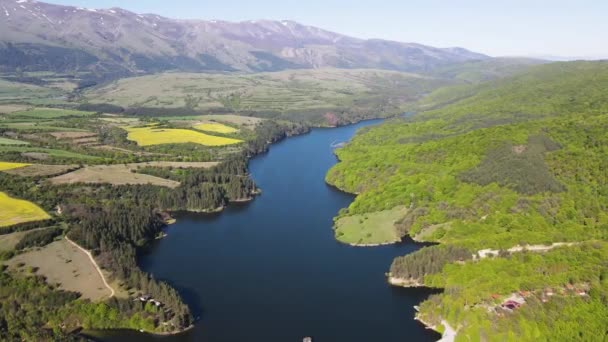 Vue Aérienne Réservoir Dushantsi Montagne Sredna Gora Région Sofia Bulgarie — Video