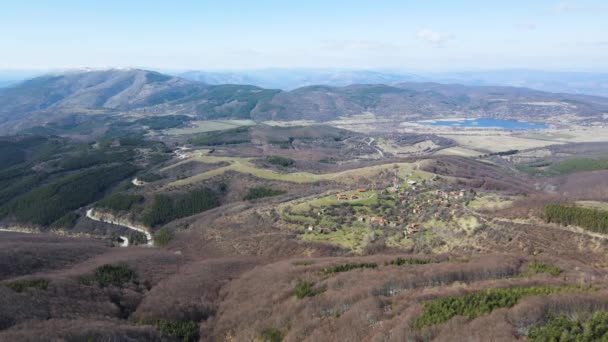 Aerial Winter View Konyavska Mountain Viden Peak Kyustendil Region Bulgaria — Stock Video