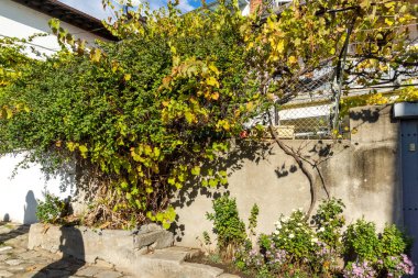 VELIKO TARNOVO, BULGARIA - NOVEMBER 1, 2020: Bulgaristan 'ın Veliko Tarnovo kentindeki Samovodska Charshia ilçesindeki eski evler