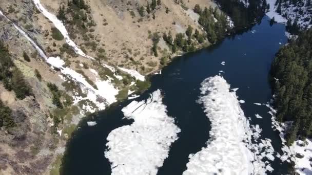 Pemandangan Udara Danau Suhoto Danau Kering Gunung Rila Wilayah Kyustendil — Stok Video