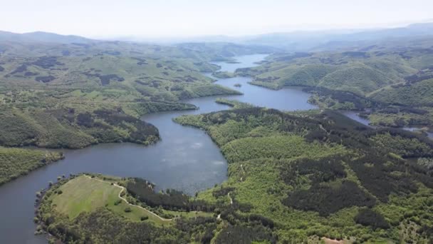 Aerial View Topolnitsa Reservoir Sredna Gora Mountain Bulgaria — Stock Video