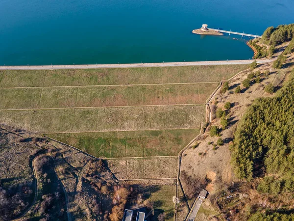 Veduta Aerea Del Dyakovo Reservoir Regione Kyustendil Bulgaria — Foto Stock