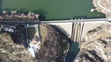 Krichim Barajı 'nın havadan manzarası, Rhodopes Dağı, Filibe Bölgesi, Bulgaristan