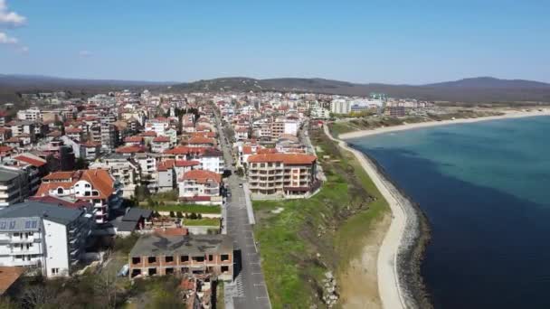 Amazing Aerial View Town Primorsko Burgas Region Bulgaria — Stock Video