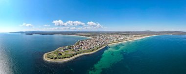 Bulgaristan 'ın Burgaz Bölgesi Primorsko kentinin şaşırtıcı hava manzarası