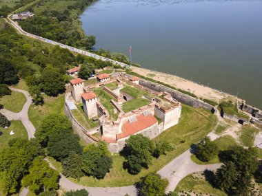 Aerial view of Baba Vida Fortress at the coast of Danube river in town of Vidin, Bulgaria clipart