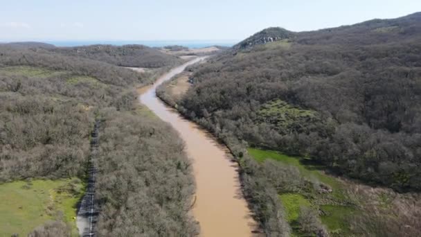 Aerial View Ropotamo River Arkutino Region Burgas Region Bulgaria — Stok Video