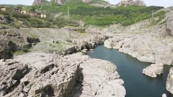 Aerial View Sheytan Dere Shaitan River Canyon Dam Studen Kladenets — Stock Video