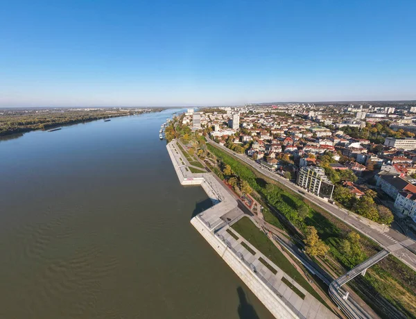 Flygfoto Över Floden Donau Och Staden Ruse Bulgarien — Stockfoto