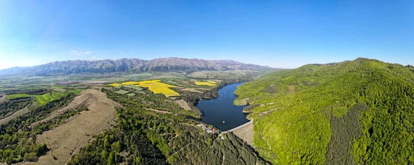 Flygfoto Över Dushantsi Reservoar Sredna Gora Mountain Sofia Region Bulgarien — Stockfoto