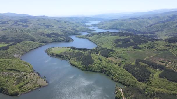 Aerial View Topolnitsa Reservoir Sredna Gora Mountain Bulgaria — Stock Video