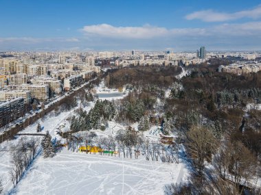 Bulgaristan 'ın Sofya kentindeki South Park' ın Kışlık Hava Manzarası