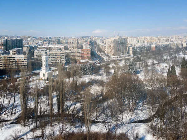 Bulgaristan Sofya Kentindeki South Park Kışlık Hava Manzarası — Stok fotoğraf