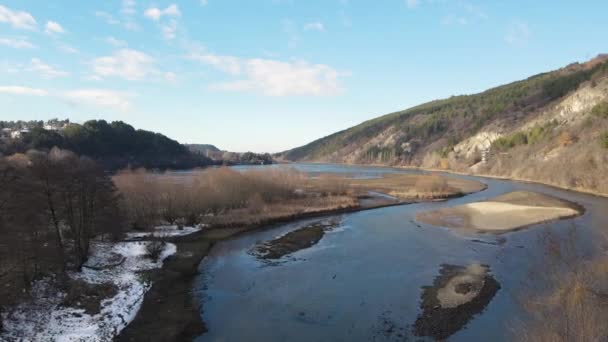 Pemandangan Musim Dingin Udara Danau Pancharevo Sofia Bulgaria — Stok Video