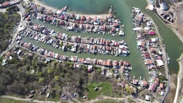 Vista Aérea Fishing Village Ribarsko Selishte Perto Cidade Burgas Bulgária — Vídeo de Stock
