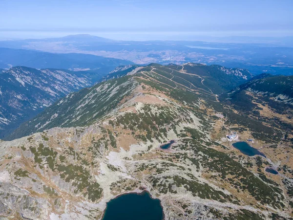 Luchtfoto Herfst Uitzicht Musalenski Meren Rila Berg Bulgarije — Stockfoto