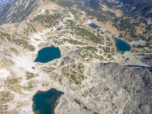 Vue Aérienne Automne Des Lacs Musalenski Montagne Rila Bulgarie — Photo