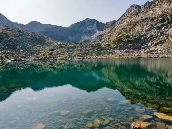 Jesienny Widok Lotu Ptaka Jeziora Musalenski Góra Riła Bułgaria — Zdjęcie stockowe