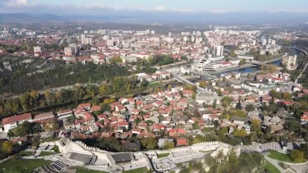 Letecký Pohled Zříceninu Středověké Pevnosti Městě Lovech Bulharsko — Stock video