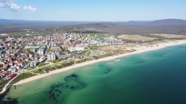 Erstaunliche Luftaufnahme Der Stadt Primorsko Burgas Region Bulgarien — Stockvideo