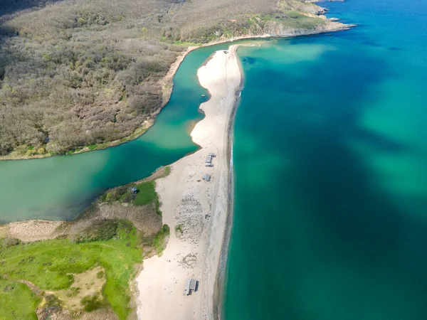 Vista Aérea Playa Desembocadura Del Río Veleka Pueblo Sinemorets Región — Foto de Stock