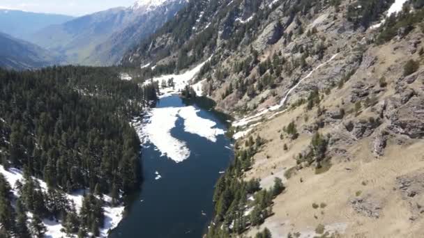 Luftaufnahme Des Suhoto Sees Der Trockene See Rila Gebirge Kyustendil — Stockvideo