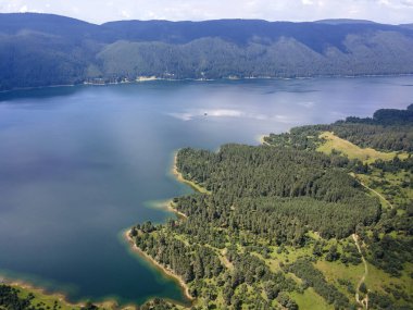 Bulgaristan 'ın Smolyan Bölgesi, Dospat Reservoir Havacılık Manzarası