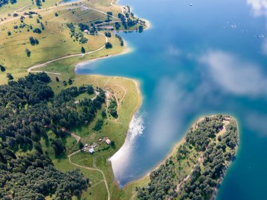 Bulgaristan 'ın Smolyan Bölgesi, Dospat Reservoir Havacılık Manzarası