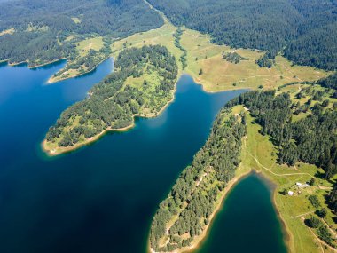Bulgaristan 'ın Smolyan Bölgesi, Dospat Reservoir Havacılık Manzarası