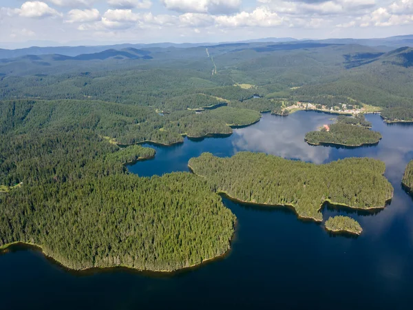 Luchtpanorama Van Shiroka Polyana Weide Stuwmeer Regio Pazardzhik Bulgarije — Stockfoto