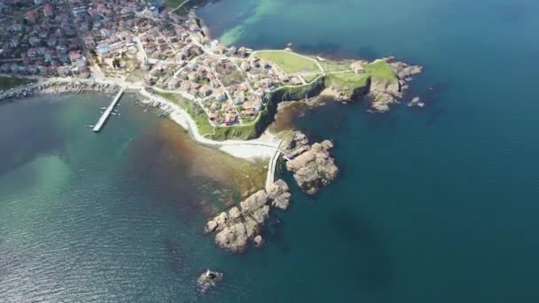 Cidade Incrível Vista Aérea Ahtopol Região Burgas Bulgária — Vídeo de Stock