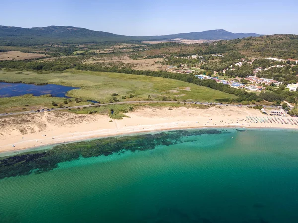 Letecký Pohled Pláž Driver Beach Poblíž Letoviska Dyuni Burgas Region — Stock fotografie